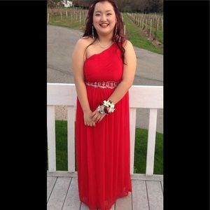 Red Prom Dress: one shouldered